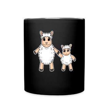 Famille mouton - Mouton avec bébé - Motif mouton - Mug uni - noir - Devant