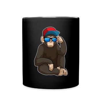 Affe Sonnenbrille - Tasse einfarbig - Schwarz - Vorne