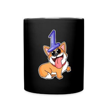 1 year old - 1 birthday - Welsh Corgi Pembroke - Full Colour Mug - black - Front