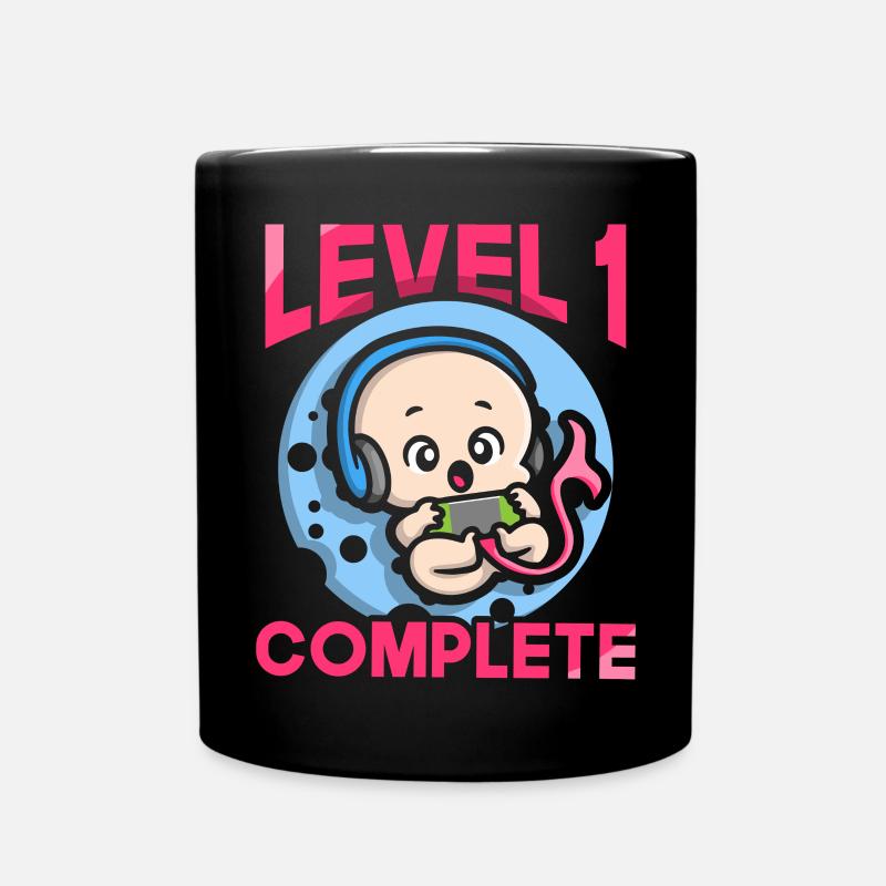 Level 1 complete 1. Geburtstag 1 Jahr - Tasse einfarbig - Schwarz