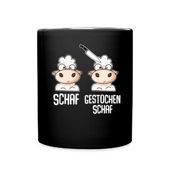 Schaf Gestochen Schaf - Tasse einfarbig - Schwarz - Vorne