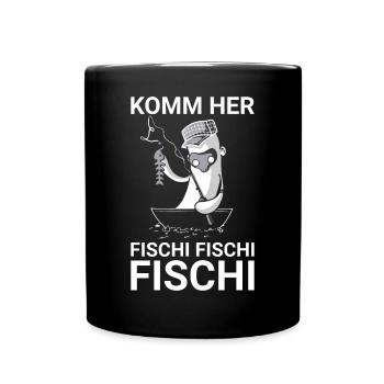 Angeln Fischen Sportfischer Angler Geschenk Hobby - Tasse einfarbig - Schwarz - Vorne