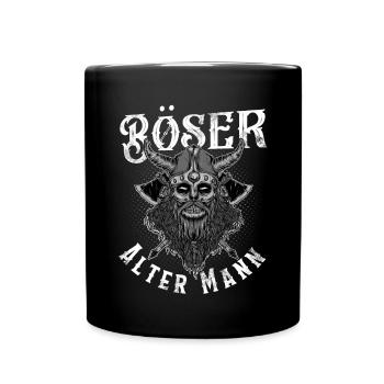 Böser Alter Mann Wikinger - Tasse einfarbig - Schwarz - Vorne