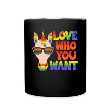 Schwul-Lesbisch LGBT Gemeinschaft Einhorn - Tasse einfarbig - Schwarz - Vorne