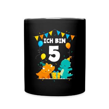 Dinosaurier 5. Geburtstag Jungs Ich Bin 5 Jahre - Tasse einfarbig - Schwarz - Vorne