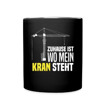 Kran Kranführer - Tasse einfarbig - Schwarz - Vorne