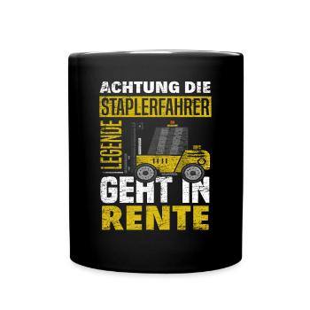 Staplerfahrer Rente - Tasse einfarbig - Schwarz - Vorne