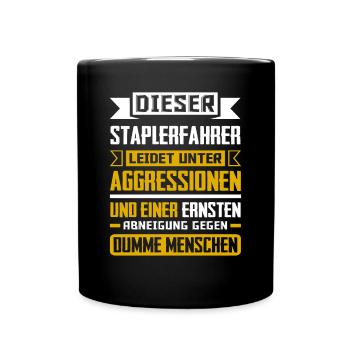 Staplerfahrer Gabelstapler Lagerist - Tasse einfarbig - Schwarz - Vorne
