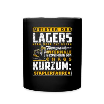 Staplerfahrer Lager Lagerist - Tasse einfarbig - Schwarz - Vorne