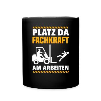 Staplerfahrer Lager Lagerarbeiter - Tasse einfarbig - Schwarz - Vorne
