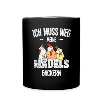 Meine Mädels Huhn Gackern Hühner Hühnerhalter - Tasse einfarbig - Schwarz - Vorne