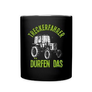 Traktor Treckerfahrer Traktoren Spruch - Tasse einfarbig - Schwarz - Vorne