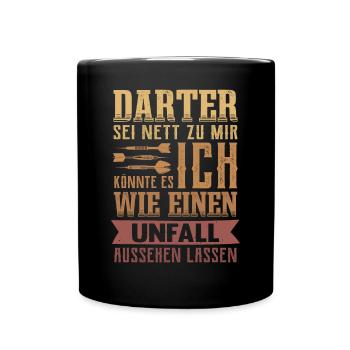 Darts Dartspieler Dartverein Darten Lustig Dart - Tasse einfarbig - Schwarz - Vorne
