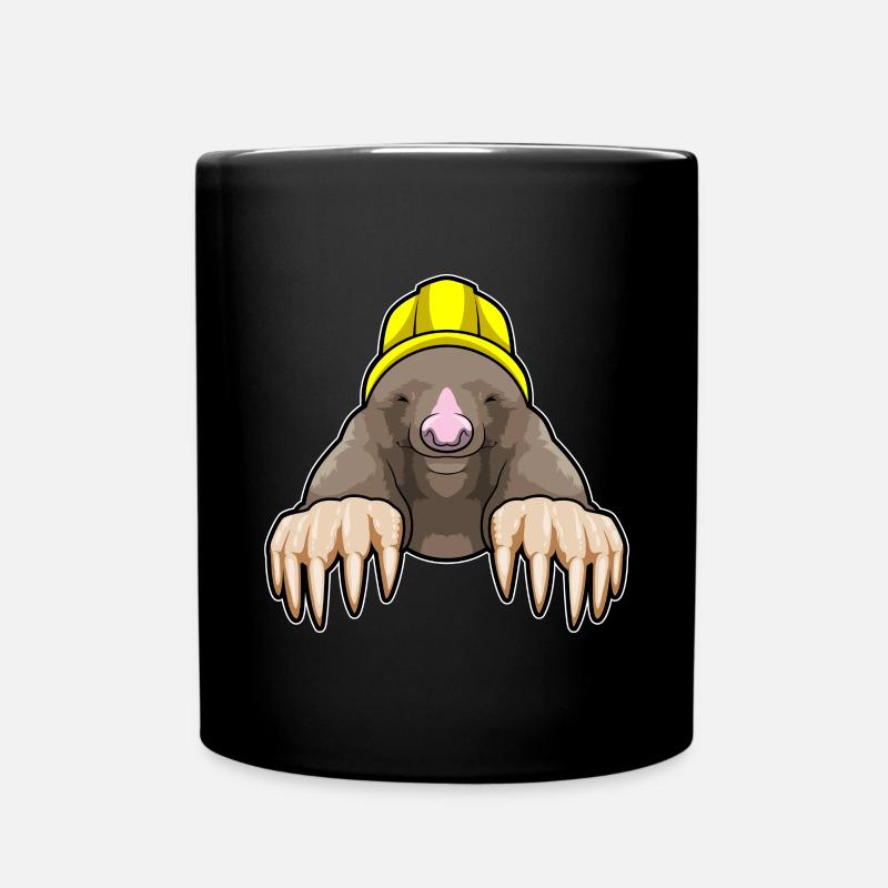 Maulwurf als Bergmann mit Helm - Tasse einfarbig - Schwarz