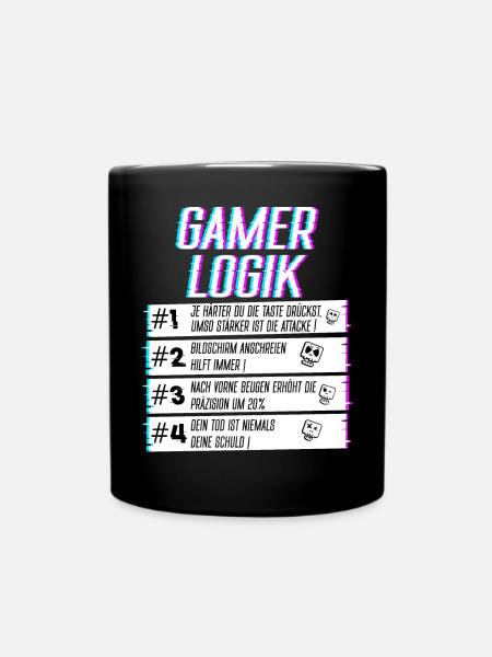 Gamer Logik beim Zocken Gaming Spieler Zocker - Tasse einfarbig - Schwarz