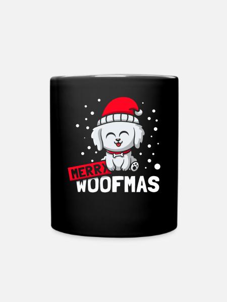 Merry Woofma's dog Christmas - Full Colour Mug - black
