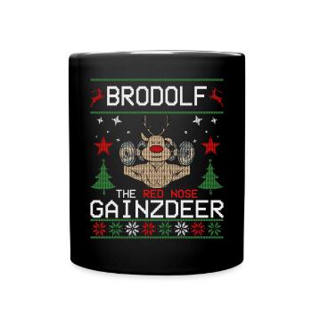 Brodolf The Red Nose Gainzdeer Ugly Sweater - Tasse einfarbig - Schwarz - Vorne