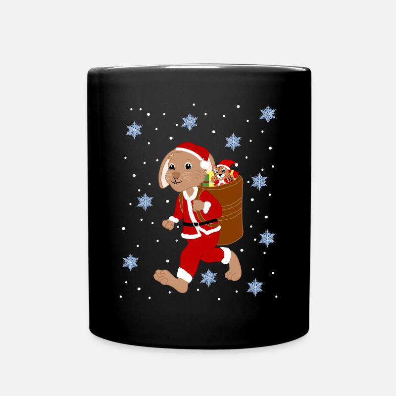 Weihnachtshase Weihnachtstiger Schneestern - Tasse einfarbig - Schwarz
