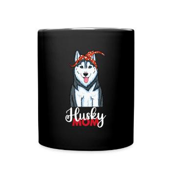 Husky Mama Siberian Husky Mom - Tasse einfarbig - Schwarz - Vorne