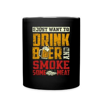 Grill Grillen Bier - Tasse einfarbig - Schwarz - Vorne