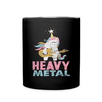Heavy Metal Einhorn Musiker - Tasse einfarbig - Schwarz - Vorne