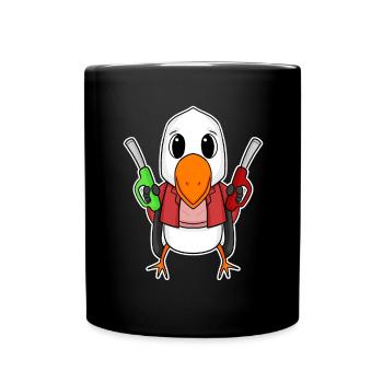 Tankwart Möwe Tankstelle - Tasse einfarbig - Schwarz - Vorne