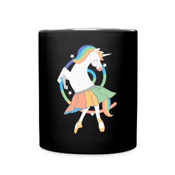 Unicorn Ballerina Rainbow Cute Unicorn Dancing - Full Colour Mug - black - Front