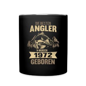 50. Geburtstag Angeln 1972 Jahrgang Fischer Angler - Tasse einfarbig - Schwarz - Vorne