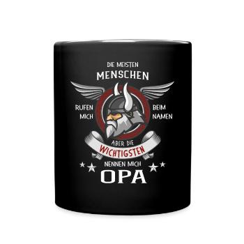 Großvater Geschenk für Wikinger Opa Opi vom Enkel - Tasse einfarbig - Schwarz - Vorne