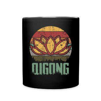 Retro Qigong Qi Gong Tai Chi Chigong - Tasse einfarbig - Schwarz - Vorne