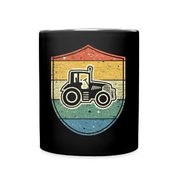 Tractor for Farmers & Farmers - Vintage Emblem - Full Colour Mug - black - Front