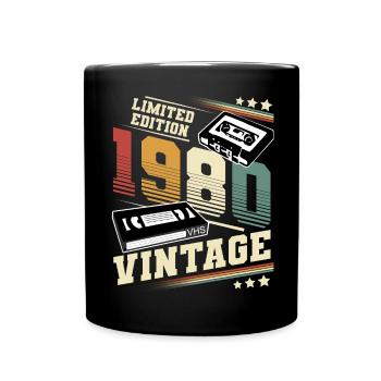 1980 Geburtsjahr Baujahr Geburtstag vintage - Tasse einfarbig - Schwarz - Vorne