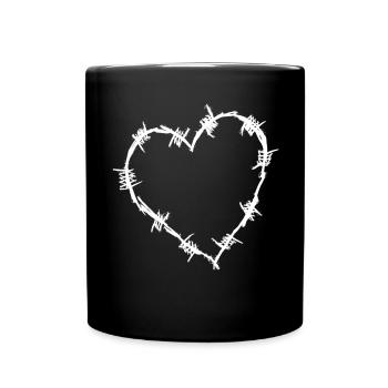 Cœur de fil de fer barbelé - cœur de fil de fer barbelé - Mug uni - noir - Devant