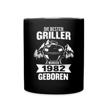 40. Geburtstag Grillmeister 1982 Jahrgang 40 Jahre - Tasse einfarbig - Schwarz - Vorne