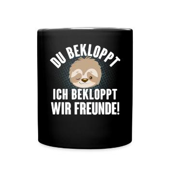 Faultier Bekloppt Freunde - Tasse einfarbig - Schwarz - Vorne