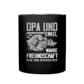 Opa und Enkel - Tasse einfarbig - Schwarz - Vorne