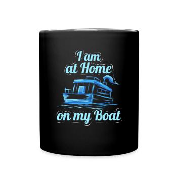 I am at Home on my Boat - Hausbootbesitzer - Tasse einfarbig - Schwarz - Vorne