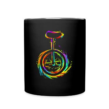 Einrad Fahren Farbenfrohes Radsport Design - Tasse einfarbig - Schwarz - Vorne
