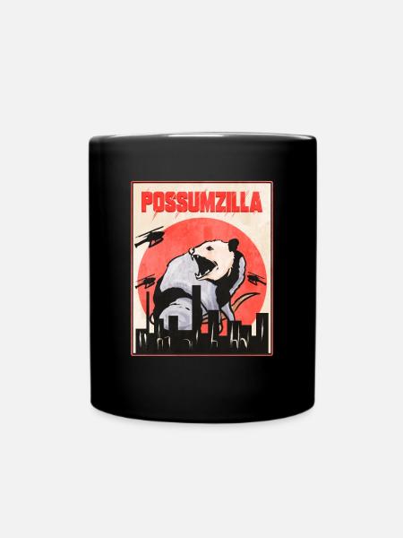 Possumzilla - Funny Trash Gang Opossum - Full Colour Mug - black