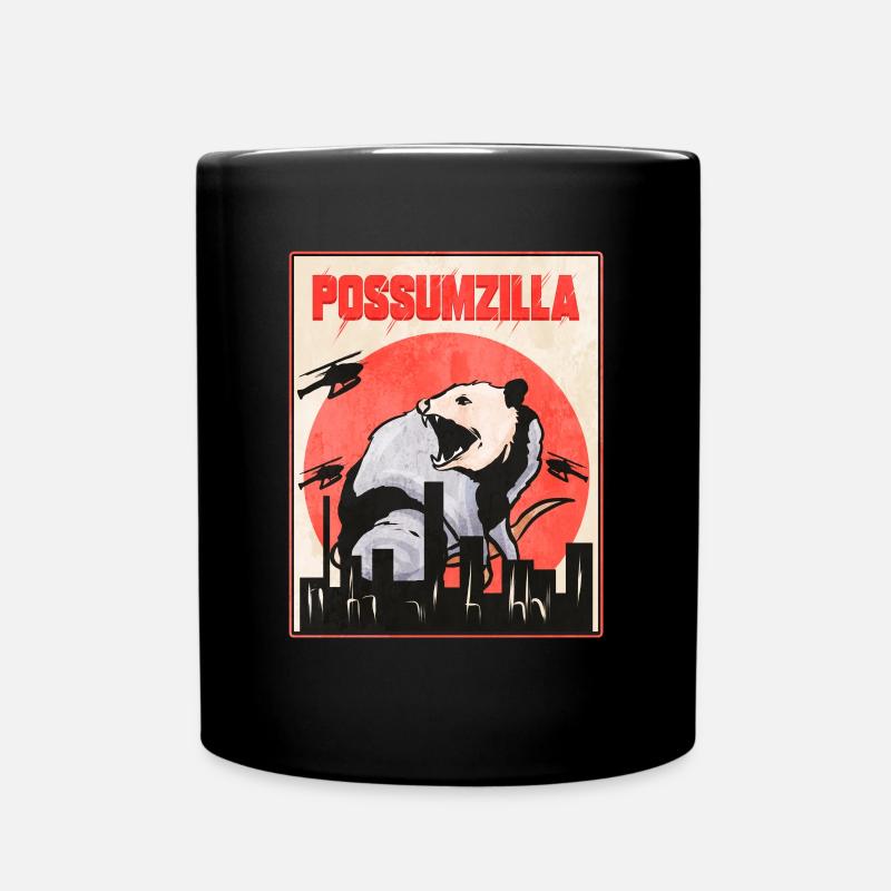 Possumzilla - Funny Trash Gang Opossum - Full Colour Mug - black
