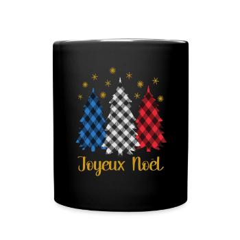 Joyeux Noël Christmas Trees With French Colors - Full Colour Mug - black - Front