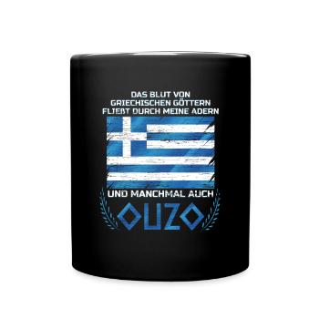 Blood of Greek Gods & Ouzo in Veins - Full Colour Mug - black - Front