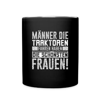 Männer die traktoren fahren - Tasse einfarbig - Schwarz - Vorne