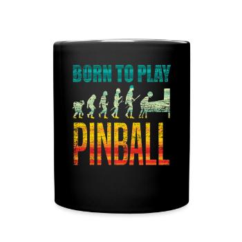 Pinball Flipperautomat Hobby Spielhalle - Tasse einfarbig - Schwarz - Vorne