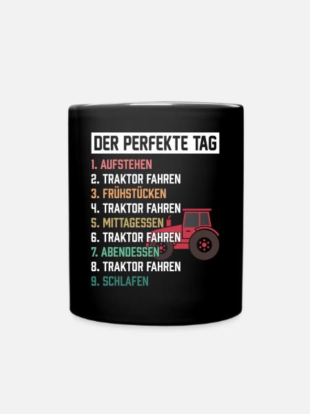 Landwirt Traktor Traktorfahrer Trecker - Tasse einfarbig - Schwarz