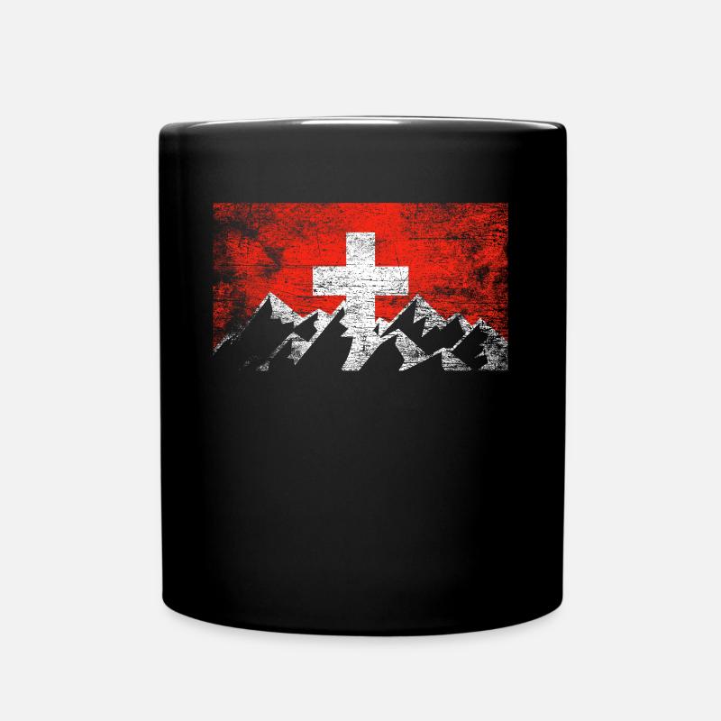Schweiz Berge - Tasse einfarbig - Schwarz