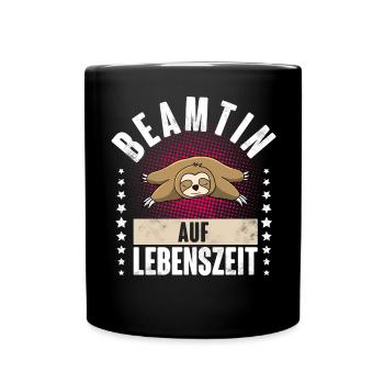 Beamtin Auf Lebenszeit - Tasse einfarbig - Schwarz - Vorne
