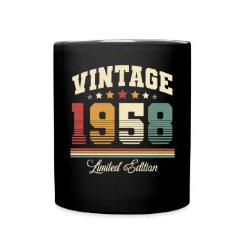 1958 Jahrgang Baujahr Geburtstag Vintage - Tasse einfarbig - Schwarz - Vorne