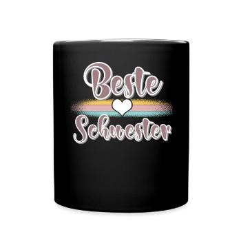 Beste Schwester - Tasse einfarbig - Schwarz - Vorne