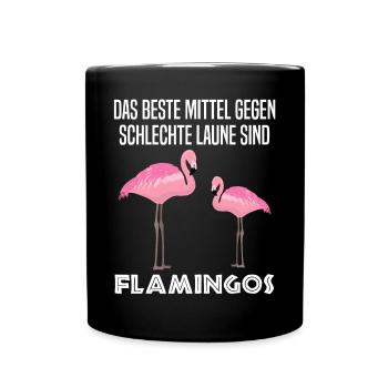 Flamingo Vogel Lustiger Spruch Zoo Tier Geschenk - Tasse einfarbig - Schwarz - Vorne